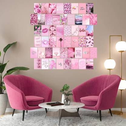 Pink Aesthetic Pictures, Collage Kit for Wall, Pink Room Wall Bedroom Dorm Decor, Room Decor for Teen Girls, Trendy 50pcs Fine Art Print