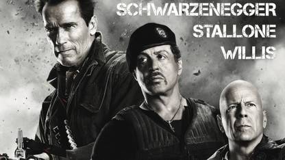 Poster Movies Sylvester Stallone Bruce Willis Arnold Schwarzenegger The Expendables Large Poster sl-8707 (Large Print, 36x24 Inches, Banner Media, Multicolor) Fine Art Print