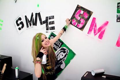 avril lavigne singer green hair celebrity wallpaper poster Paper Print
