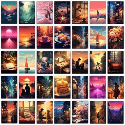 Chill Lofi Art Bundle - Set of 54, 4 x 6 Inches Posters With Tissue Tape Fine Art Print