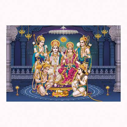 Ayodhya Ram Mandir Poster | Shri Ram Darbar Poster Sparkle Coated Self Adhesive Fine Art Print