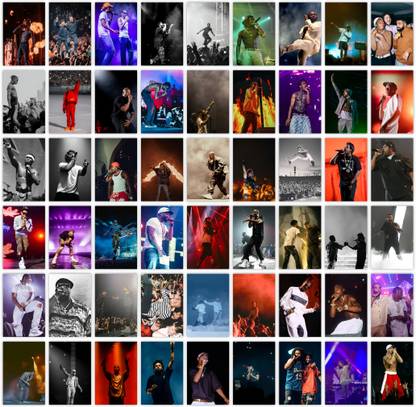 Pack of 54 Hip Hop Rapper Wall Collage Kit Posters - 4 x 6 Inches Posters for Wall Decoration - Wall Art For Bedroom, Office, Living room, Dorm room Fine Art Print