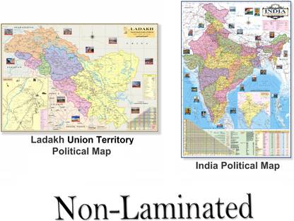 (Pack of 2) India Map and Ladakh Union Territory Map. Both Size : 100x70 Centimeter (40"x28" inch). With Important Fact and Figure. Ideal Map For Aspirant of UPSC , PCS , SSC , RAILWAY Exam and Other Competitive Exam. Updated Map Paper Print