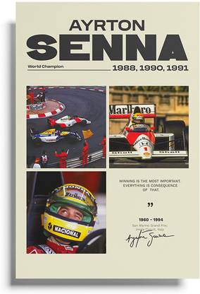 Ayrton Senna Poster | F1 Racing Legend | Formula One Racing Wall Art | A3 | Glossy | No Frame 3D Poster
