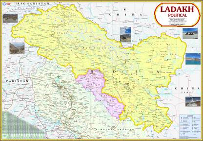 Ladakh Map | Laminated Photographic Paper