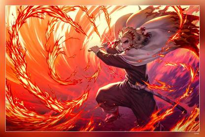 Anime Demon Slayer Kimetsu No Yaiba The Movie Mugen Train Kyojuro Rengoku Matte Finish Poster Paper Print