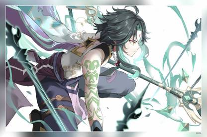 Genshin Impact Xiao Lumine Liyue And Paimon Video Game Matte Finish Poster Paper Print