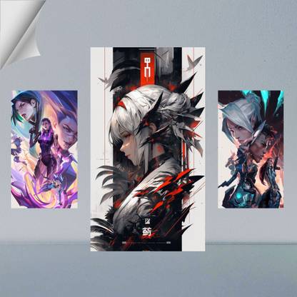 VIRGIN ARTS | COMBO SET OF VALORANT AGENTS DIGITAL ART FRAME | VALORANT AGENTS | ANIME | SET OF 2 A4 AND 1 A3 300 GSM FRAMED POSTER FOR WALL Photographic Paper