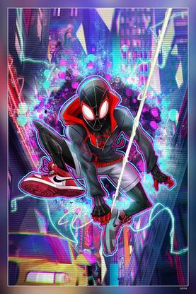 Spider Man Boy Miles Morales Movie Suit Taxi Web Matte Finish Poster P-12556 Paper Print