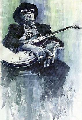 Poster Painting Of John Lee Hooker Music Is Really The Thread Of The Memory Sl-16238 (Large Poster, 36x24 Inches, Banner Media) Fine Art Print
