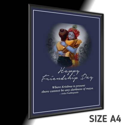 FRIENSHIP DAY KRISHNA THEMED A4 FRAMED WALL POSTER Paper Print