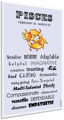 Poster Astrology with Quote-Pisces Traits-Paper Fine Art Print
