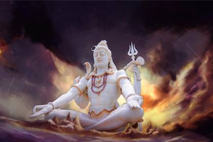 Mahadev_Poster- Shiv with clouds and Sun Rays_0105 Paper Print