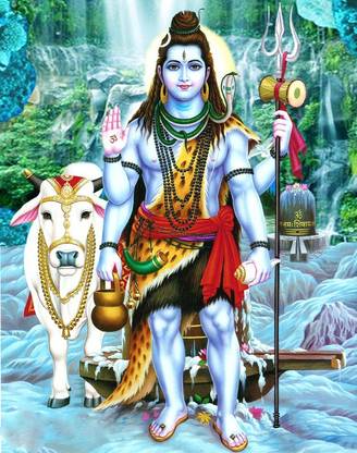 Shiv Ji Poster on 300gsm Photogenic US Imported Paper With Gloss Lamination (Unframed) With Double Side Tape and Covered With Extra Protected Sheet Only By (WK) Photographic Paper