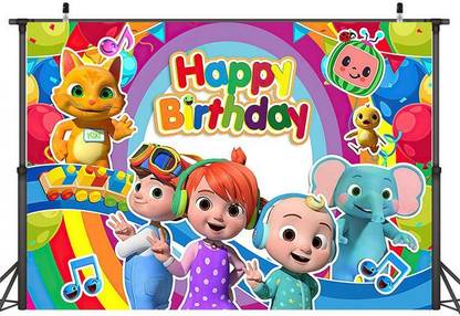 COCOMELON THEMED BIRTHDAY BACKDROP Fine Art Print