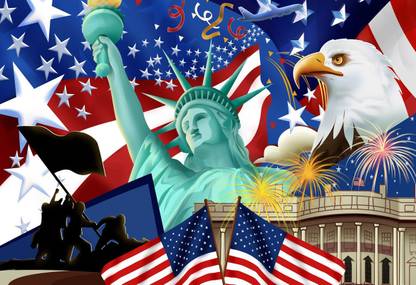 Poster Usa Flag Design Wall New sl-13932 (LARGE Poster, 36x24 Inches, Banner Media, Multicolor) Fine Art Print