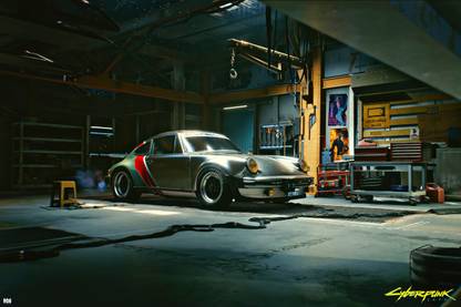 Cyberpunk 2077 Johnny Silverhand Porsche 911 Poster 18 x 12 inch 300 GSM Paper Print