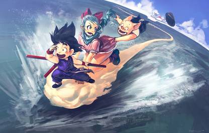 Poster Bulma Dragon Ball Flying Nimbus Goku Oolong sl-16968 (Large Poster, 36x24 Inches, Banner Media) Fine Art Print