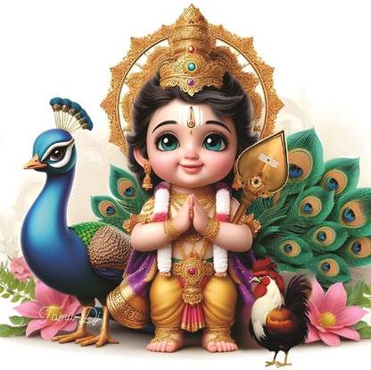 Meri Decor Bal Kartikeya God Wall Poster For Pooja Room, Living Room, Office (Size -45Cm X 45Cm) Vinyl