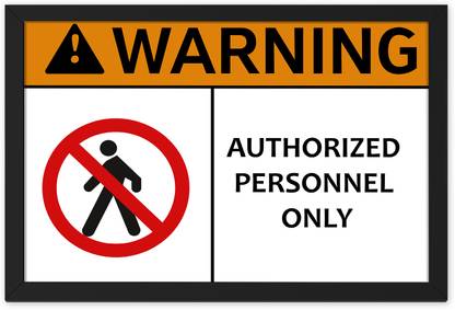 Warning Authorized Personnel Only Digital Reprint Sign Frame Paper Print