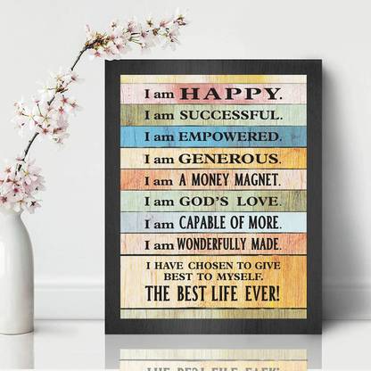 Affirmations Posters – Positive Affirmations Frames - I Am Affirmation Posters - Affirmation Quotes Posters - I am happy - Affirmations Paper Print