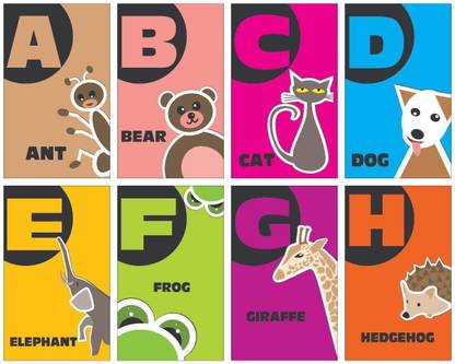 Alphabets ABC Flash Cards Laminated 3.5 inch x 5.5 inch Waterproof. Photographic Paper