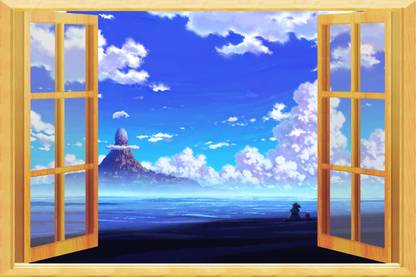 The creative solution beautiful blue cloud window wallpaper with digital print Size 30"x20" Canvas Art