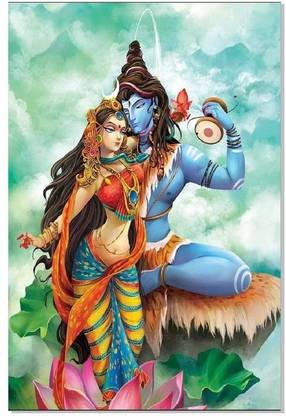 God Lord Shiv ji Mata Parvati Picture Poster Fine Art Print