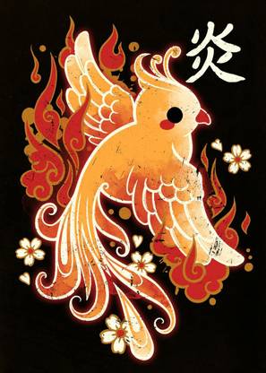 Phoenix Kawaii Poster for Home Decoration With Adhesive Tape Paper Print