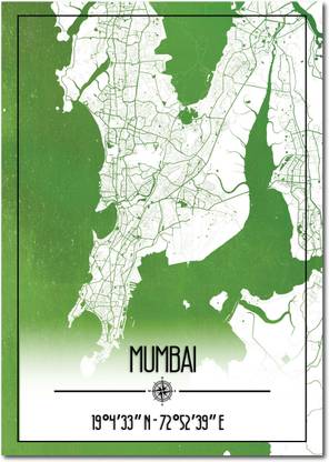 Mumbai Map I Mumbai I Wall Poster A4 Fine Art Print