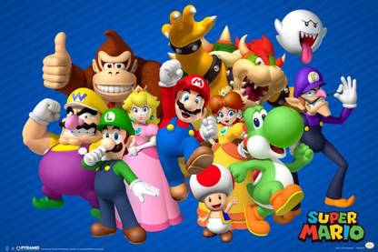 Pyramid America Super Mario Bros Nintendo Platform Video Game Group Characters Mario Luigi Princess Cool Wall Decor Art Print Poster 18x12 Paper Print