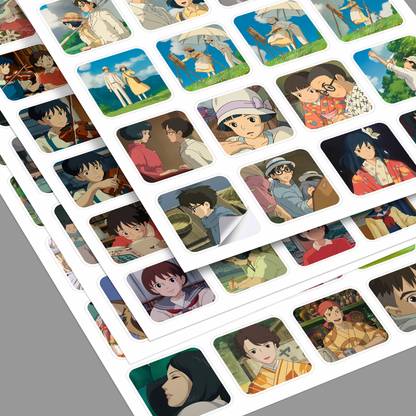 Studio Ghibli Stickers (Version 2) Round Corner Shape 4 Sheets 96 Stickers Paper Print