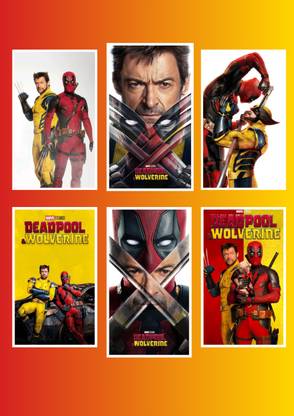 DEADPOOL AND WOLVERINE POSTER FOR BEDROOM , LIVING ROOM WALL| PREMIUM QUALITY POSTER FOR ROOM DECORATION(SET OF 6) Paper Print