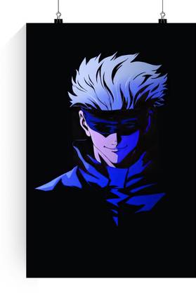 Gojo Satoru Poster | Jujutsu Kaisen Gojo Satoru Poster | Gojo Black Background Poster Paper Print