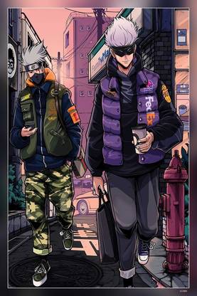 Style Naruto Jujutsu Kaisen Kakashi Satoru Gojo Matte Finish Poster Paper Print