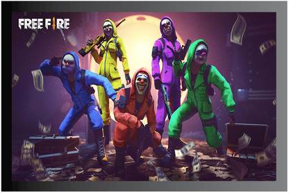 Free Fire Game Frame Poster For Room Synthetic Wood Gloss Lamination F6 Paper Print