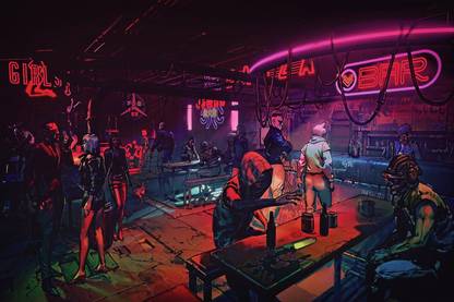 Neon Bar Signage Poster, Night Poster, Cyberpunk, Futuristic City Poster, Artwork Decorative Wallpaper, Theme Poster (12x18in) High-Quality Frameless Wall Poster for Home Decoration, Room Decoration Peel & Paste the Poster on Wall 300g Gloss Laminated Poster, Wallpaper for Youtube Background Photographic Paper