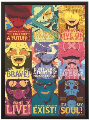 One Piece Art Anime Monkey D Luffy Wall Poster With Frame A4 Size Photographic Paper