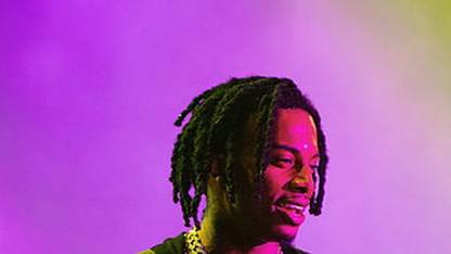 HD wallpaper playboi carti in purple background wearing chains on neck music nail poster Paper Print