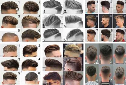 New Men hair Style Wall Poster Combo||Baeber shop Wall Poster|| Set of 6 ||Poster for Shop (12X18)Inch Rolled 3D Poster