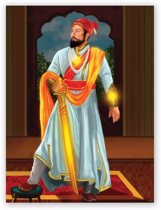 Chhatrapati Shivaji Maharaj With Sword Hindu God Photo Poster Size “24 X 18" In Fine Art Print