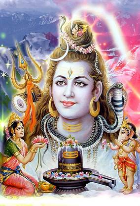 Poster Lord Shiva Bholenath Full Face Pic sl-9923 (Large Poster, 36x24 Inch, Banner Media Print, Multicolor) Fine Art Print
