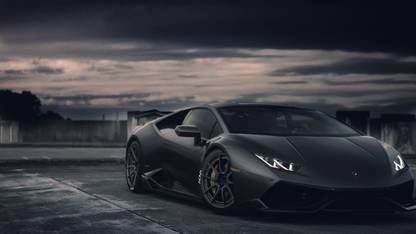 Poster Lamborghini Huracan Lamborghini Black Car Car Sport Car Supercar sl-14474 (LARGE Poster, 36x24 Inches, Banner Media, Multicolor) Fine Art Print