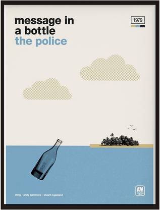 Message In A Bottle The Police Retro Music Print Personalized Gifts for Him Her Framed Wall-Art| Home Décor Hip hop Wall Poster - Paintings With Frame For Home Living Room Bedroom Décor| Framed Wall Art| Home Décor| Office Décor| Studio Décor| Wall Decoration| Abstract Art Posters Paper Print Photographic Paper