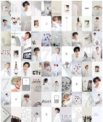 80 Peel-N-Stick BTS White Wall Collage Kit | BTS K-pop Aesthetic Photo Collage | Army K-pop Pictures Room Decor Fine Art Print
