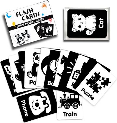 Beautiful New Born Baby High-Quality Flash Card Black & White 16 card 32 Objects Paper Print