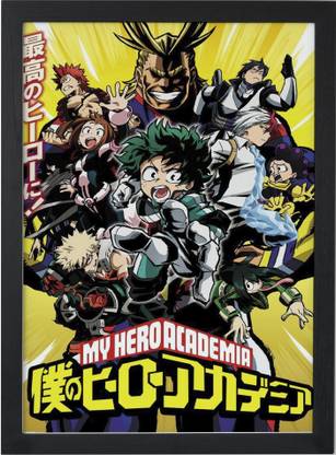my hero academia poster with frame my hero academia wall poster (Size_13x9.8 inch) Paper Print