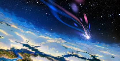 Poster Howl'S Moving Castle Sky Stars Cloud Landscape Shooting Star Movie sl-13027 (LARGE Poster, 36x24 Inches, Banner Media, Multicolor) Fine Art Print