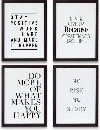 set of 4 motivational quote wall poster with Frame aesthetic (size_13.5x9.8 inch) Paper Print