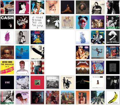 Aesthetic 50 Pcs Music Album Covers | 4 x 4 Inches Square Music Posters | Wall Art For Bedroom, Living Room, Office Photographic Paper